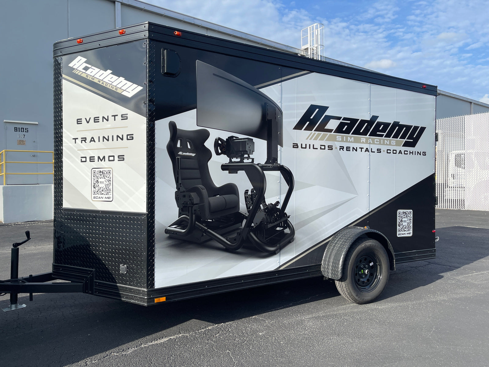 The Academy Sim Racing event trailer branded for events, training and demos